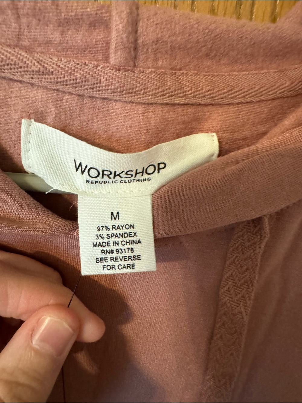 Workshop Republic Clothing Rose Dust Hooded Pullover - Picture 4 of 4